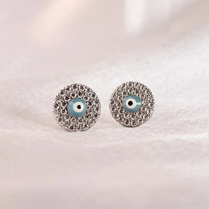 Handmade Wholesale Fashion Jewelry 925 Sterling <b>Silver</b> Oval Evil Eye <b>Earrings</b> Ethnic Style Dangle Jhumki for Girls - Product Image 2