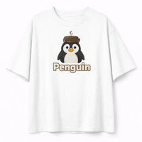 T-shirt Homme de Haute Qualité Penguin Brew Oversize en Coton Premium Streetwear avec Logo Café Unisexe Décontracté 2026