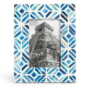 Handmade Blue Geometric Resin Eco-Friendly Durable Vertical Wall <b>Mount</b> <b>Photo</b> <b>Frame</b> Modern Luxury Look Picture Holder - Product Image 2