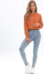 Sudadera con Capucha Corta Personalizada para Mujer, Sudadera con Capucha de Manga Larga, Venta al Por Mayor OEM - Product Image 3