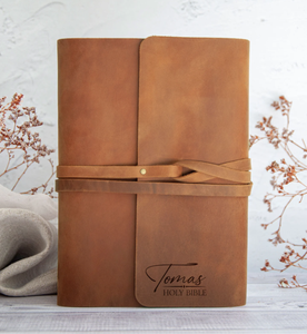 Housse de Bible en cuir enveloppante, Housse de Bible personnalisée, Housse de livre en cuir sur mesure pour femmes, Housse en cuir pour Bible - Product Image 2