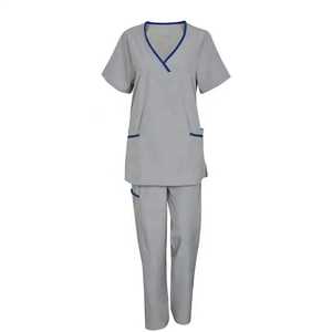 Scrubs Uniforms <b>Sets</b> Stand Collar Short Sleeve Stylish Medical Scrubs Women Scrub Nursing Stretchy Hospital Knitted Breathable - Product Image 2