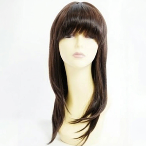 Perruque synthétique coréenne haut de gamme résistante à la chaleur - Perruque droite à boucles en C, dégradée avec frange - Product Image 1
