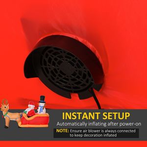 Décorations de Noël gonflables d'extérieur de 6,5 pieds de long avec Père Noël sur traîneau, rennes et bonhomme de neige, avec lumières LED pour la cour des fêtes - Product Image 6