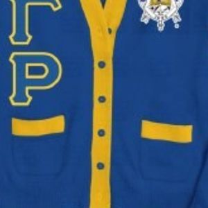 เสื้อคาร์ดิแกน Sigma Gamma Rho สีน้ำเงินรอยัลและสีทอง ปักลายตัวอักษรกรีกแบบกำหนดเอง เสื้อแจ็คเก็ตสเวตเตอร์ปักลายสำหรับชมรมนักศึกษา แฟชั่นวิทยาลัย - Product Image 3