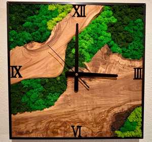 Moss <b>Square</b> Creek Rustic Wood Clock Timber Trail Nature Clock Verdant Riverwood Wall Clock Forest Path Handmade Clock Timber - Product Image 4