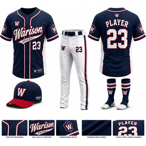 Warison Industries Baseball Training Uniform Kit Customized Unisex Softball Jersey Pant Socks And Caps Set - Product Image 1