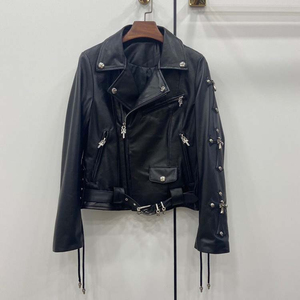 Chaqueta de moto de piel de oveja sintética de secado rápido para mujer con cremalleras, cuello alto, manga larga, corta, para invierno - Product Image 1