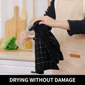 Serviettes de cuisine en microfibre tissée (beige 13x28 pouces) couleur unie douces et super absorbantes séchage rapide écologiques - Product Image 3