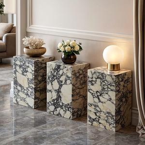 Table d'appoint en marbre naturel de luxe, table basse moderne en pierre pour salon, décoration d'hôtel, table d'appoint en marbre massif - Product Image 5