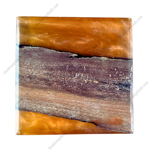 Wooden <b>Epoxy</b> <b>Resin</b> Coaster Set 2 Pieces Natural Wood Grain <b>Black</b> <b>Resin</b> Inlay Hand Wash Only Food Safe - Product Image 6