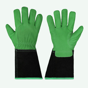 Gants de soudage TIG en cuir de chèvre et croûte de cuir de vache de qualité supérieure, résistants à la chaleur, à manchette longue, pour la sécurité industrielle et la protection des mains - Product Image 2