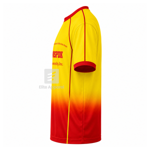 Maillot de football personnalisé Elite Apparel NSPDK Sorority à manches courtes, logo sur le devant, dégradé de couleurs rouge et or contrastant, respirant, pour femmes - Product Image 4