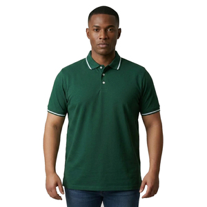 Men's Plus Size Green Polo Shirt Short Sleeve Casual Knitted Polo Shirts 100% Cotton Turn Down Collar Polo <b>T</b> Shirts Mens - Product Image 1