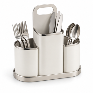 Organizador de cubiertos moderno de acero inoxidable diseñado para un elegante almacenamiento en la cocina y uso diario en la comedor. Organizador de cubiertos con estilo. - Product Image 1