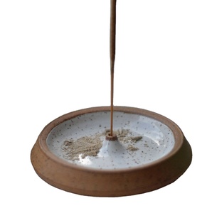 Bandeja de soporte de incienso de esmalte de madera hecha a mano, quemador de incienso de madera natural con diseño de esmalte blanco, incienso decorativo elegante - Product Image 1