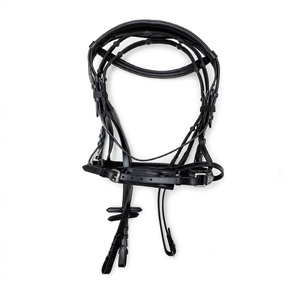 บังเหียนหนังสีดำบุฟองน้ำสำหรับขี่ม้าแบบอังกฤษ พร้อมสายรัดจมูกแบบแฟลชและสายบังเหียน อุปกรณ์ขี่ม้าและอุปกรณ์กีฬาขี่ม้าที่ทนทาน - Product Image 2