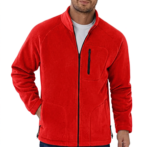 Veste polaire homme vert olive, entièrement zippée, col montant, décontractée, respirante, coupe-vent, vêtement d'extérieur hiver, coupe droite, polyester, fermeture éclair avant - Product Image 6