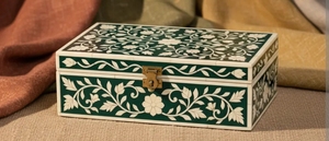Handmade Eco-Friendly Square Classic Design <b>Large</b> Bone Resin Inlay Storage <b>Box</b> Organizer Jewelry Leather Velvet Angel Model Logo - Product Image 5