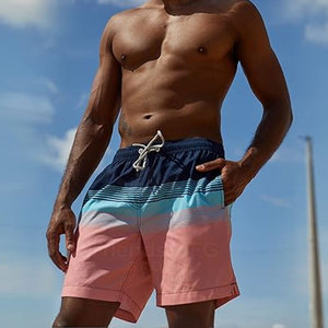 Shorts de bain décontractés pour hommes - Taille mi-haute, respirants, style urbain, coton/polyester - Product Image 2