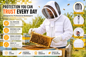 Beekeeping Jacket with Fencing Veil Ventilated <b>Bee</b> <b>Suit</b> Breathable Protective Mesh 3 Layer Sting Proof Beekeeper Jacket OEM - Product Image 4
