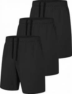 Shorts de sport pour homme 100% polyester, taille mi-haute, séchage rapide, respirant, cordon élastique - Product Image 6