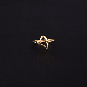 แหวนทองเหลืองชุบทองรูปหัวใจดีไซน์มินิมอลทันสมัยสำหรับผู้หญิง - Product Image 2