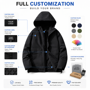 Hot Sale Custom Mens Winter Jacket Hooded Jacket Polyester Winter Zip Front Loose Fit Outdoor <b>Bubble</b> <b>Coat</b> Custom Logo Wholesale - Product Image 2