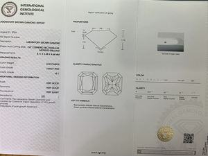 Diamantes Sueltos Rosa Fantasía, Corte Radiante, Cultivados en Laboratorio HPHT CVD, 1.9ct/2.52ct, Certificación IGI, Claridad VVS, Perforados con Láser, Venta al Por Mayor - Product Image 3