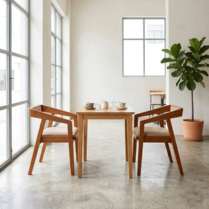 Chaise de salle à manger Rania en teck massif de haute qualité, style scandinave minimaliste, pour restaurant, appartement, hôtel, vente en gros - Product Image 5