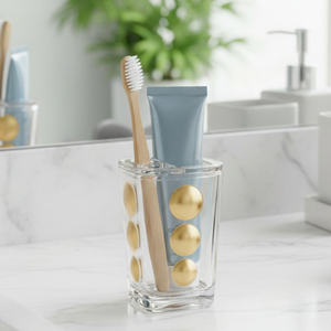 [Holar] Taiwan Made Luxury Clear Gold Acrylic Shatterproof 3 Slots Toothbrush Stand <b>Toothpaste</b> Organizer for Bathroom Storage - Product Image 4