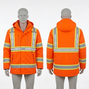 Premium 300D Oxford Polyester 180 GSM Waterproof CE Certified Safety <b>Jacket</b> <b>Orange</b> Navy <b>Hi</b> <b>Vis</b> Reflective Workwear Custom Logo - Product Image 5