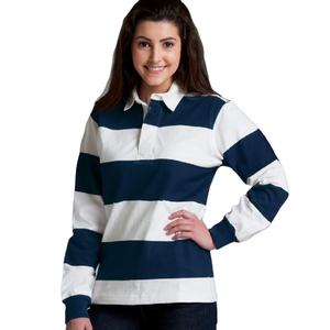 Vente en gros de polos à manches longues rayés pour femmes, de qualité supérieure, avec logo personnalisé, collection d'hiver confortable, fabrication - Product Image 1