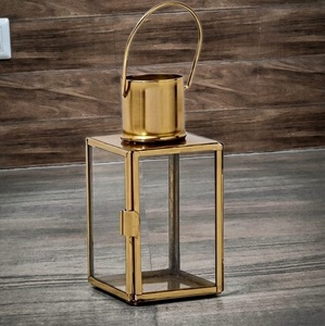 Luxurious Gold <b>Lantern</b> <b>Candle</b> Holder Set of 3 Decorative Glass Hanging <b>Lanterns</b> Wedding Table Centerpiece Decor - Product Image 6