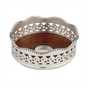 Cast Brass <b>Silver</b> Wine Bottle <b>Coaster</b> Nickel Plated Perforated Eco-Friendly Contemporary Design by Axiom Home Accents - Product Image 1