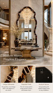 Miroir mural en résine avec incrustation en forme d'arche, design galet, miroir décoratif pour salle de bain, chambre à coucher, salon, moderne et élégant, à fixer au mur, 43*29 pouces - Product Image 3