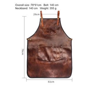 Tablier de travail en cuir véritable unisexe, vente en gros ODM/OEM, taille réglable, plusieurs poches, résistant à l'abrasion, détection des aiguilles - Product Image 2