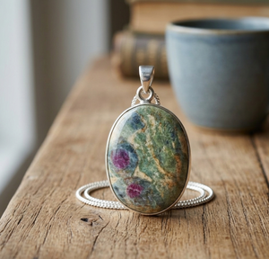 Large Natural <b>Ruby</b> Fuchsite Pendant 925 Sterling Silver Handmade Gemstone Jewelry Rose Gold Yellow Gold Plated Statement Pendant - Product Image 2