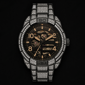 <b>Black</b> Diamond Skeleton <b>Watch</b> Luxury Men's Automatic Timepiece Iced Out Bracelet <b>Watch</b> Premium Fashion Jewelry Accessory - Product Image 1