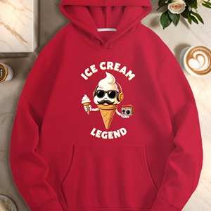 Sudadera con Capucha Casual para Mujer con Estampado de Dibujos Animados de Helados, 100% Poliéster, Tejida, para Otoño - Product Image 6