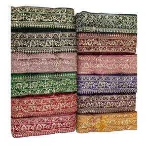 High Quality Designer Cotton Net Lace Ribbons Crochet <b>Yarn</b> Machine Embroidered <b>Sequins</b> Garter Dress Decoration Wholesale Price - Product Image 1