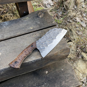 Cuchillo de Chef para Bushcraft Forjado a Mano SAZ ENTERPRISES, Acero al Carbono, 7 Pulgadas, Mango de Madera, Ambidiestro, Funda de Cuero, Cocina - Product Image 4