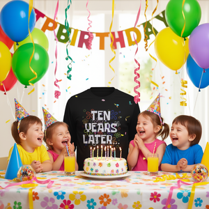 Ten Years Later Meme T-shirt à manches longues pour enfants, unisexe, col rond, impression numérique, pour 10e anniversaire - Product Image 3