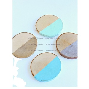 ที่รองชาแวววาวไม้อบแห้งและเรซินแบบทนความร้อนทำจากไม้รองแก้วไม้และถ้วยเรซินโดยดาวงานฝีมืออินเดีย - Product Image 1