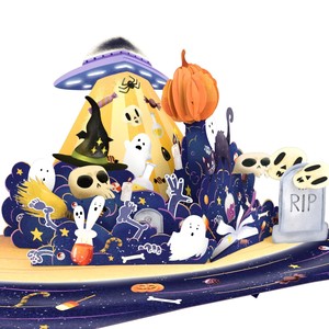 Carte de vœux d'Halloween personnalisée en 3D avec enveloppe, carte de vœux faite à la main, carte d'événement faite à la main, thème Père Noël - Product Image 4