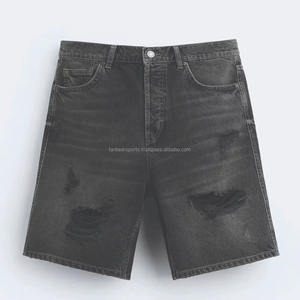 Shorts en jean vintage taille mi-haute pour hommes, style streetwear d'été, confortables et décontractés, conçus par un fabricant pakistanais - Product Image 1