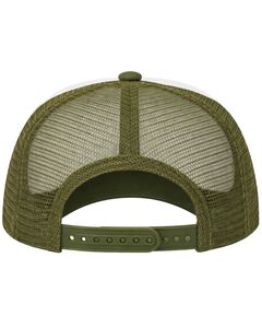 Gorra trucker personalizada verde oliva y blanca con malla trasera, cierre ajustable, transpirable, frente de espuma de poliéster, logotipo personalizado, gorra de béisbol. - Product Image 4
