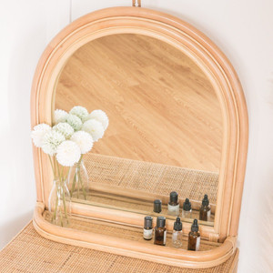 หวายธรรมชาติแต่งหน้ากระจกโต๊ะเครื่องแป้งกระจกตกแต่งกระจกโค้ง - Product Image 4