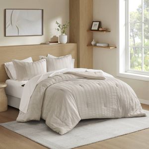 Ensemble de couette rayée tissée 7 pièces - Product Image 1
