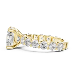 Anillo de Compromiso con Diamante Cultivado en Laboratorio de Corte Cojín de 4 Quilates, Color E, Certificado por IGI, con Piedras Laterales, Oro Sólido de 10K, 14K, 18K, Joyería Fina - Product Image 2
